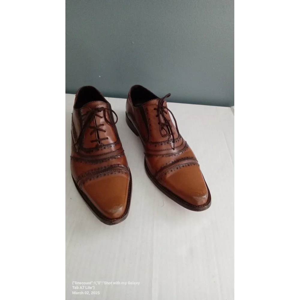 Leather Wingtip Oxford Dress Shoes Brown Lace‎ Up Formal Shoes